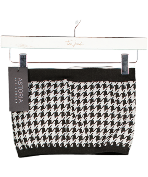 ASTORIA ACTIVEWEAR Black Seamless Knit Bandeau Top - Black/grey Houndstooth UK S