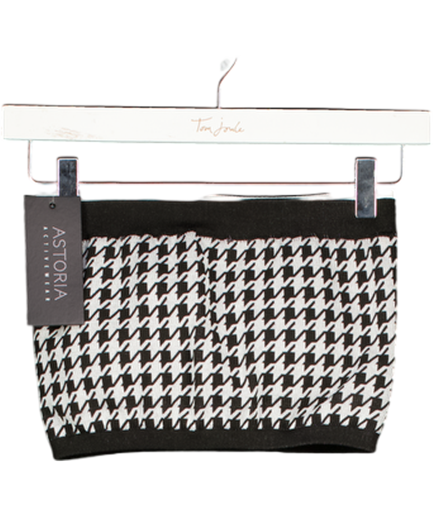 ASTORIA ACTIVEWEAR Black Seamless Knit Bandeau Top - Black/grey Houndstooth UK S