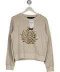 Aqua & Rock Beige H869 Coral Crew Neck Sweatshirt UK L