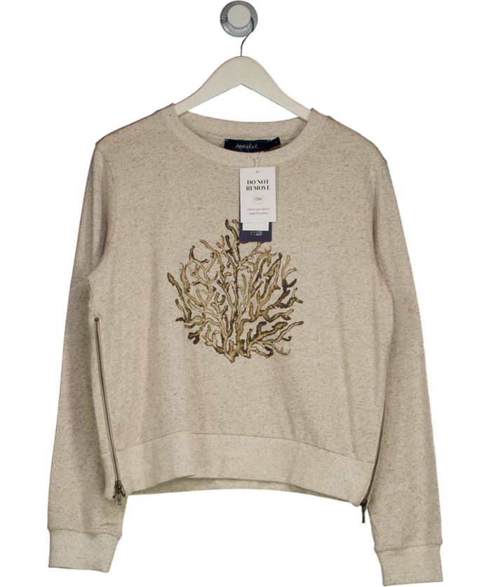 Aqua & Rock Beige Coral Crew Neck Sweatshirt UK L
