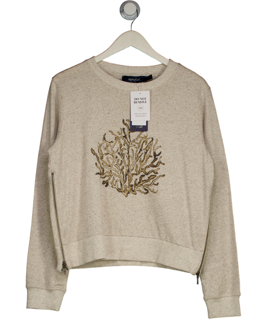 Aqua & Rock Beige H869 Coral Crew Neck Sweatshirt UK L