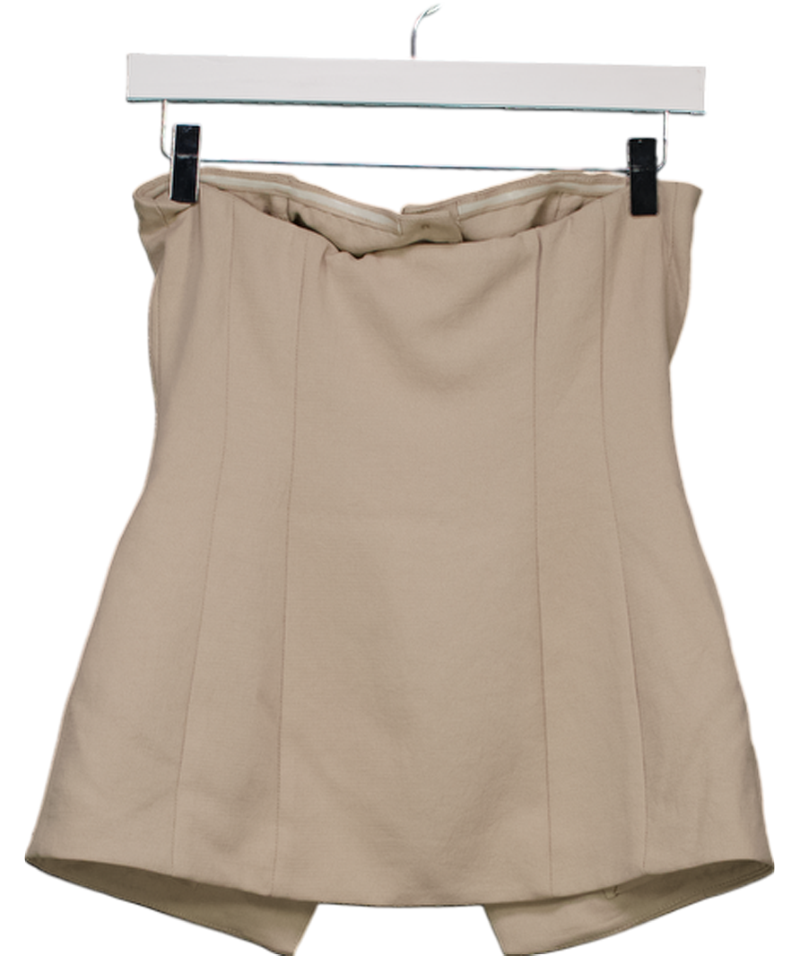KookaI Beige Oyster Strapless Button Top UK 8