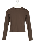 ADANOLA Brown Long-sleeve Stretch-jersey Top UK XS