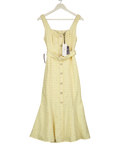 LIPSY Yellow Premium Boucle Fit And Flare Midaxi Dress UK 6