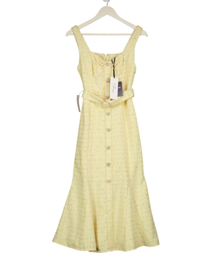 LIPSY Yellow Premium Boucle Fit And Flare Midaxi Dress UK 6