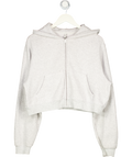 SKIMS Grey Cropped Zip Up Hoodie UK S