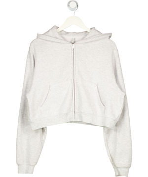 SKIMS Grey Cropped Zip Up Hoodie UK S
