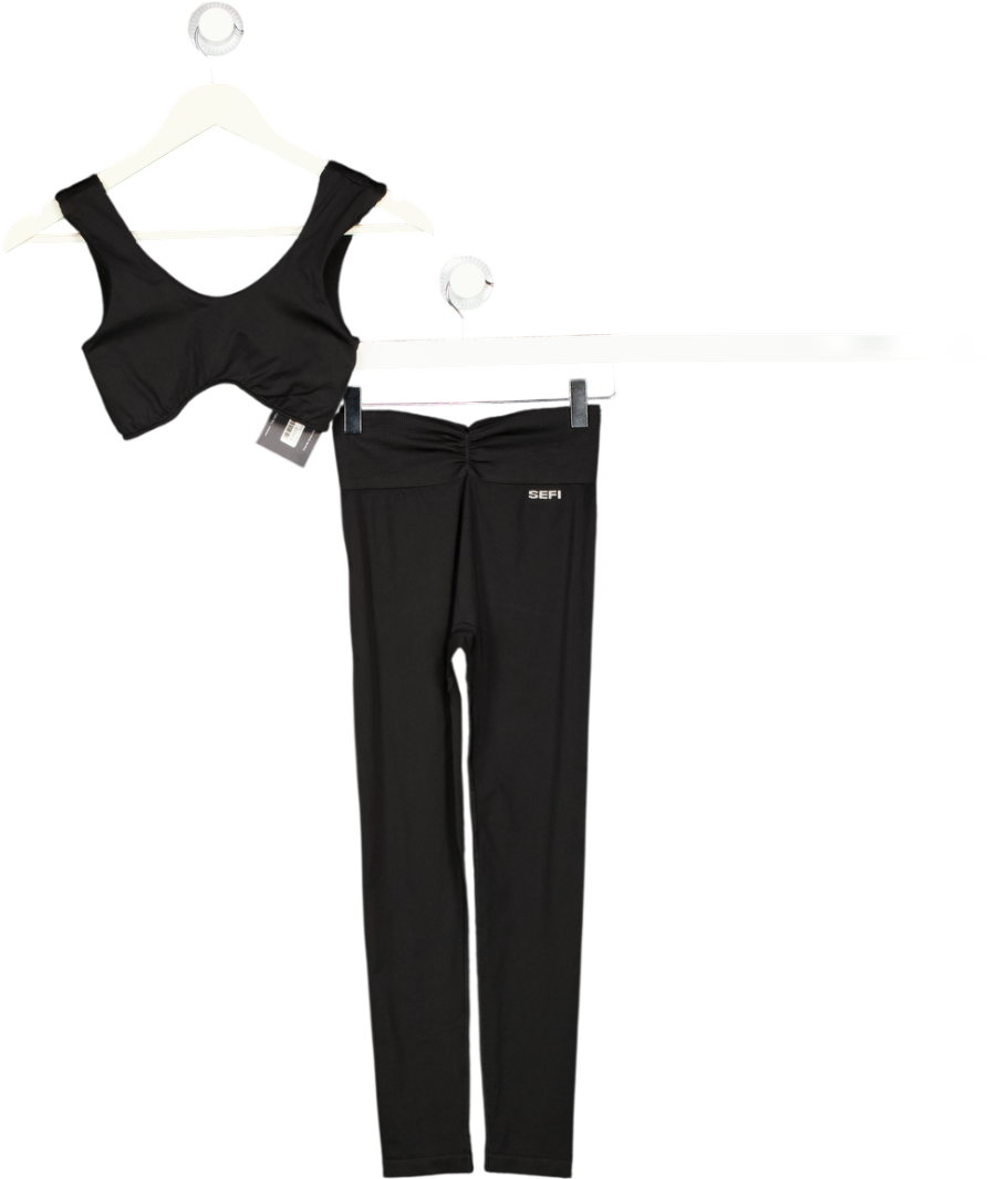 SEFI Black 2-piece Activewear Leggings And Bra Top UK XS
