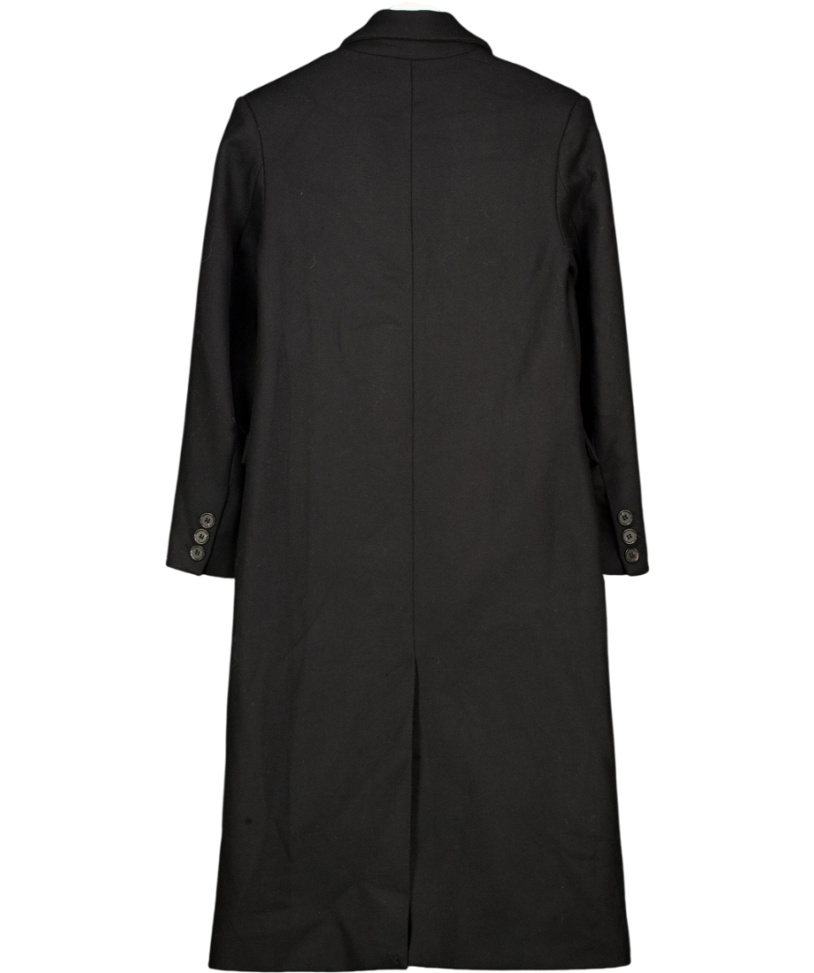 KAREN MILLEN Black Wool Blend Tailored Fitted Long Coat UK 6