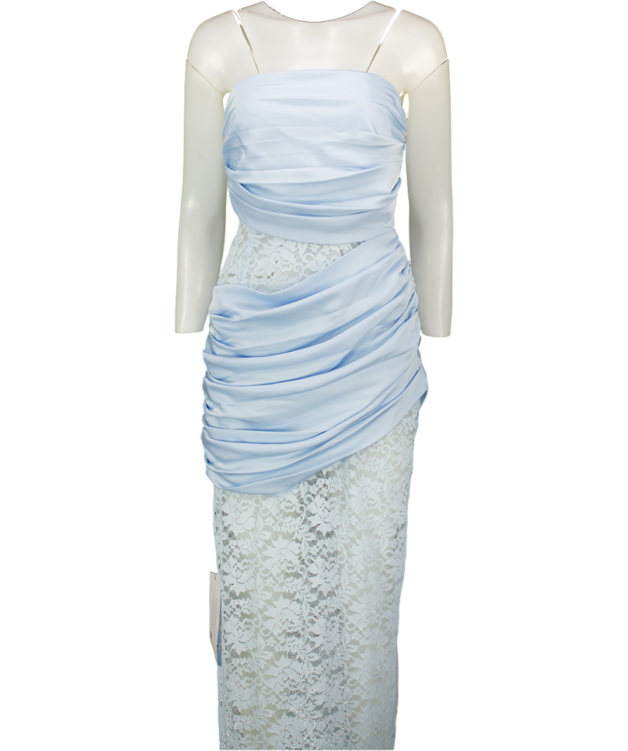 CLUB L LONDON Dulcie Powder Blue  Maxi Dress With Wrap-details UK 10