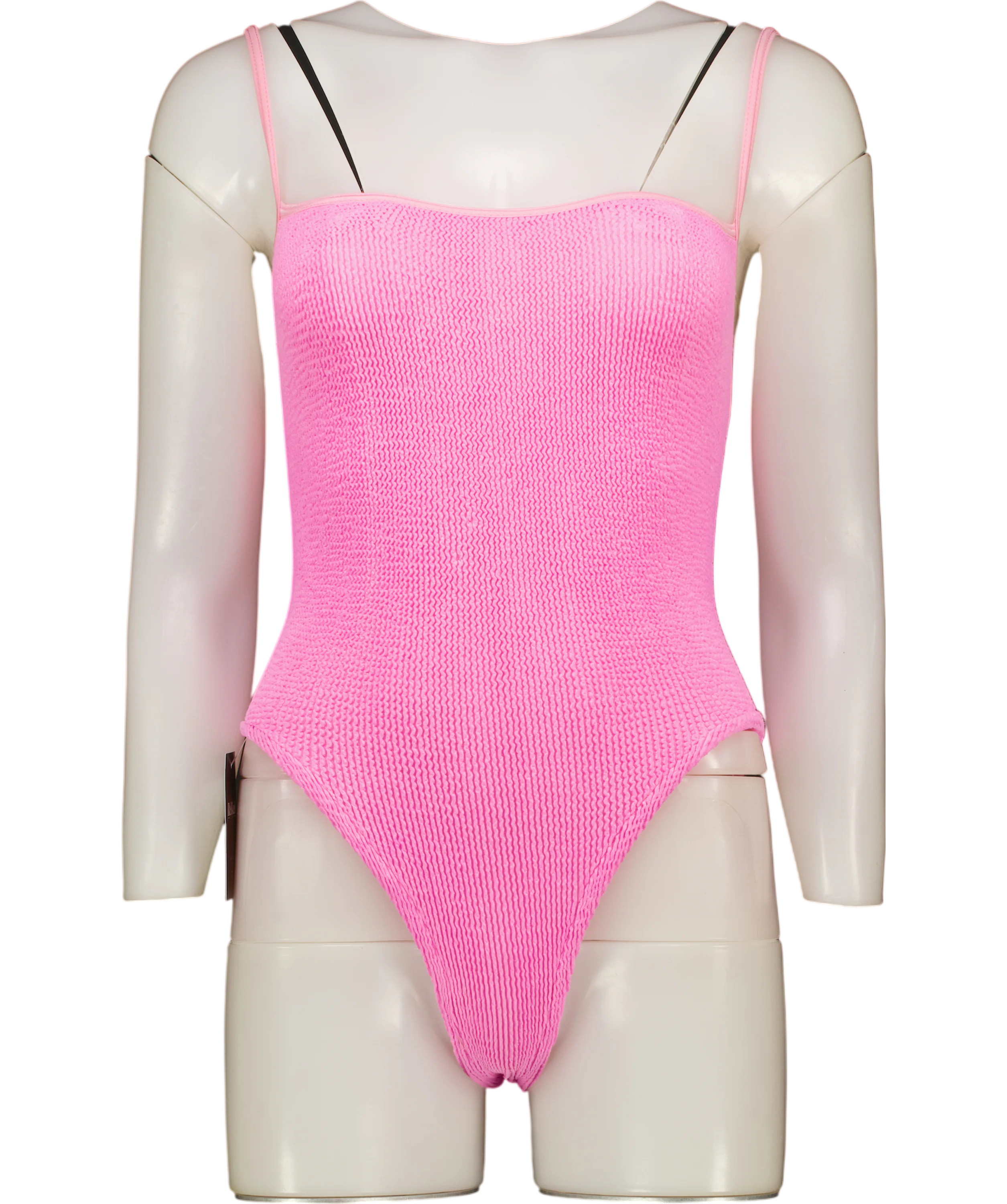HUNZA G Pink Pamela Original Crinkle Swimsuit One Size