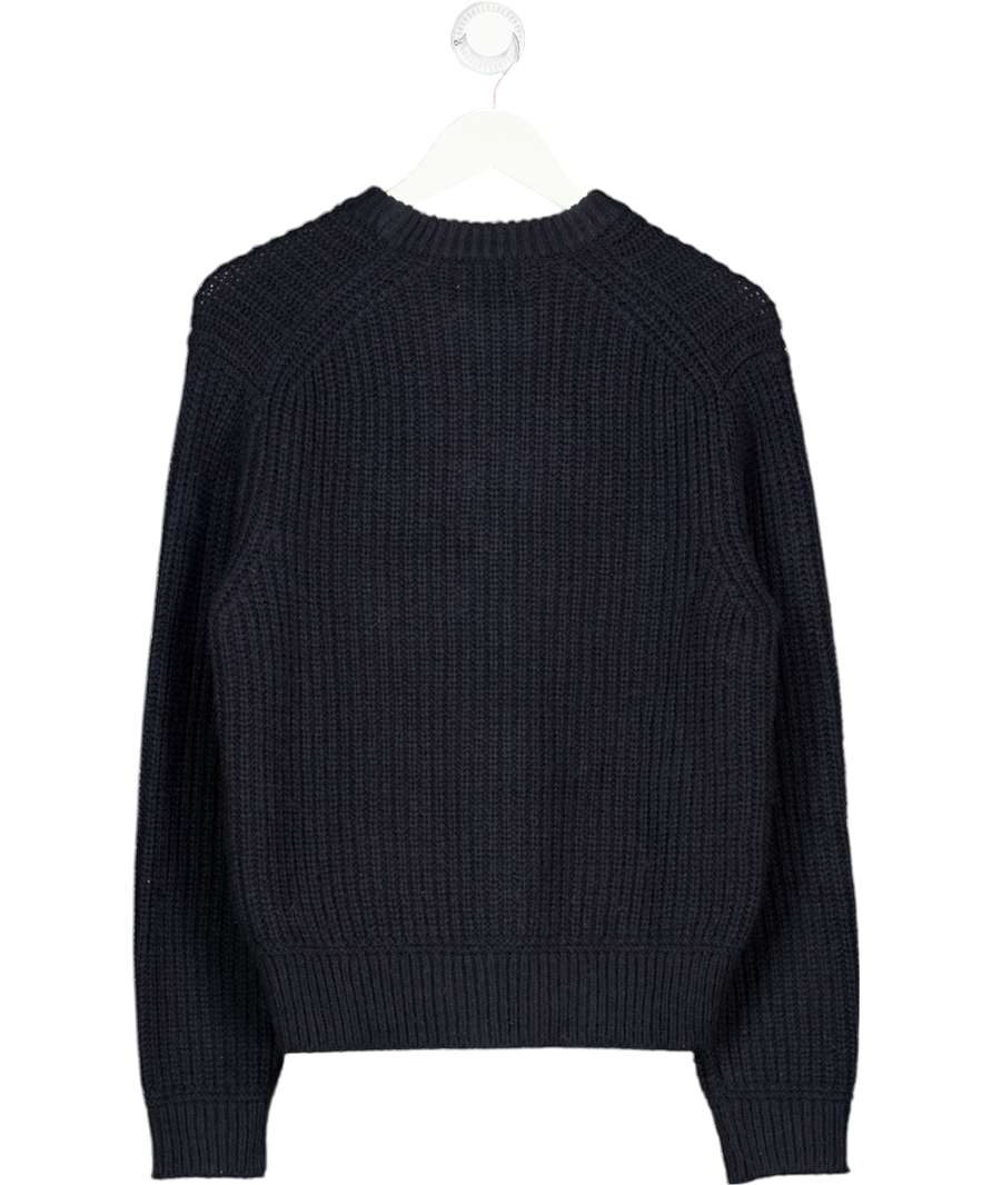 ZARA Blue Ribbed Knit Crew Neck UK S