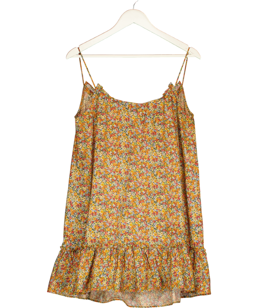 SEZANE Multicoloured Cotton Floral Frill Hem Mini Dress Fr36 UK 8