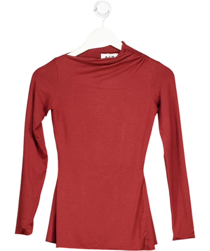 AYM Burgundy Red Venus Long Sleeve Top UK XS