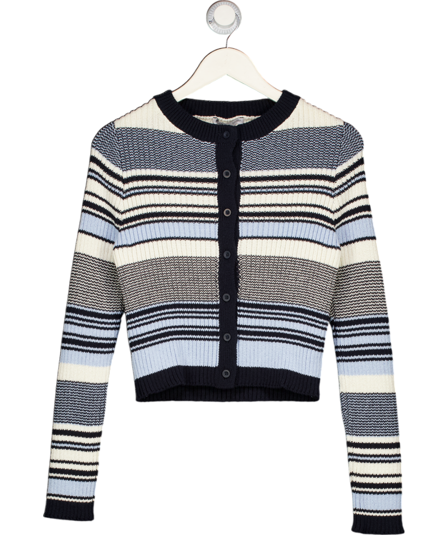 MNG Blue Mina Cropped Stripe Cardigan UK M