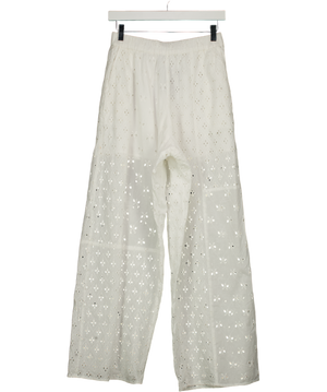 TOPSHOP Broderie Straight Leg Trouser In White UK 8
