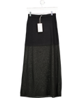 NA-KD Black Knitted Sheer Midi Skirt UK XS