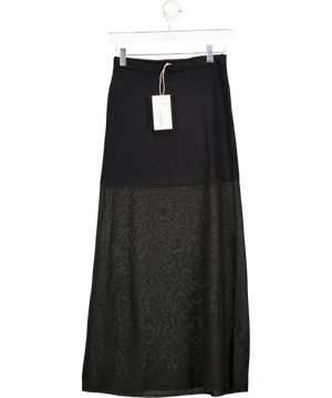 NA-KD Black Knitted Sheer Midi Skirt UK XS