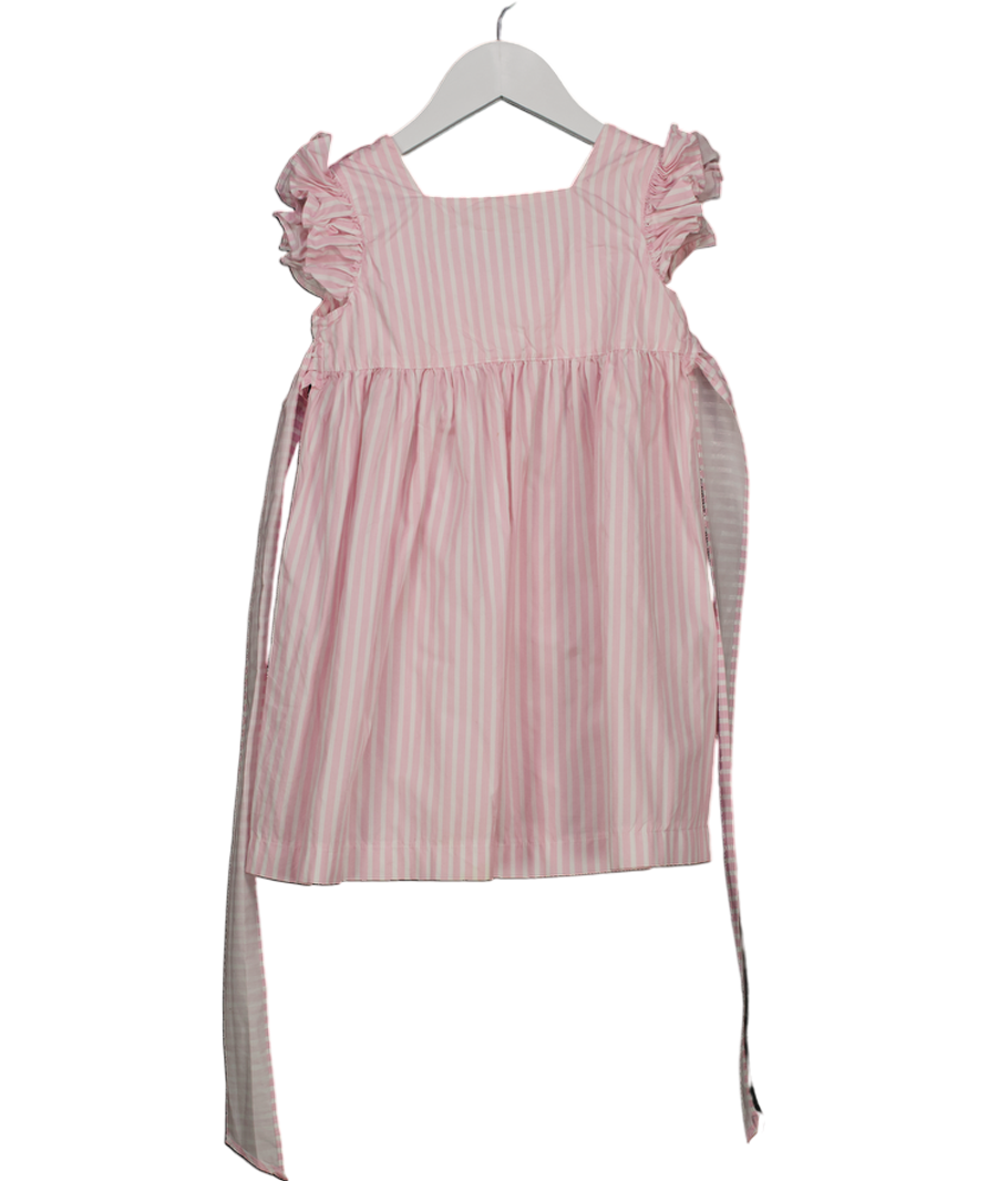 D.O.T portugal Pink Pinstripe Dress Frill Sleeve And Tie Back Detail 5 Years