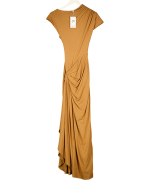 AYM Caramel Brown Venus Draped Maxi Dress UK S