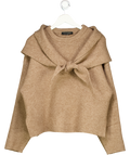 ZARA Beige Marl Knit Jumper With Scarf UK S