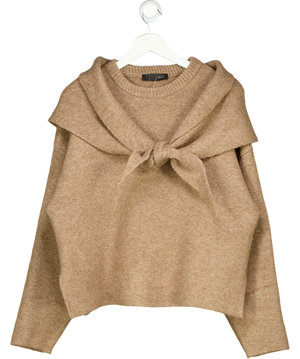 ZARA Beige Marl Knit Jumper With Scarf UK S