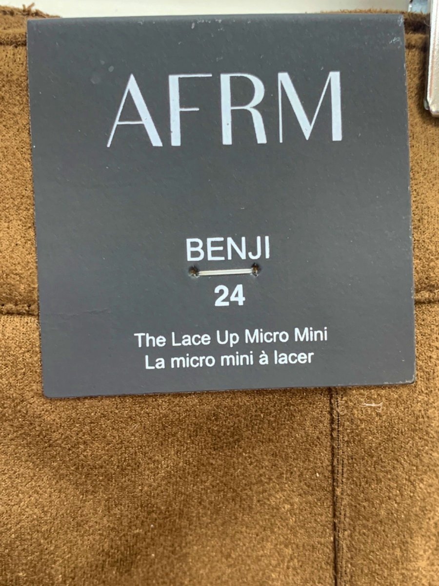 AFRM Mocha Brown Suede The Lace Up Micro Mini Benji W24 - Reliked