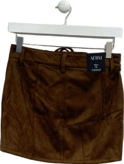 AFRM Mocha Brown Suede The Lace Up Micro Mini Benji W24 - Reliked