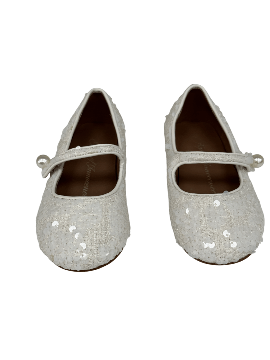 Age of Innocence Elin Sequins 2.0 White Shoes UK 11.5 EU 30 👼 - Reliked