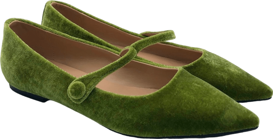 Age of Innocence Green Velvet Mary Jane Flats EU 41 UK 7.5 - Reliked