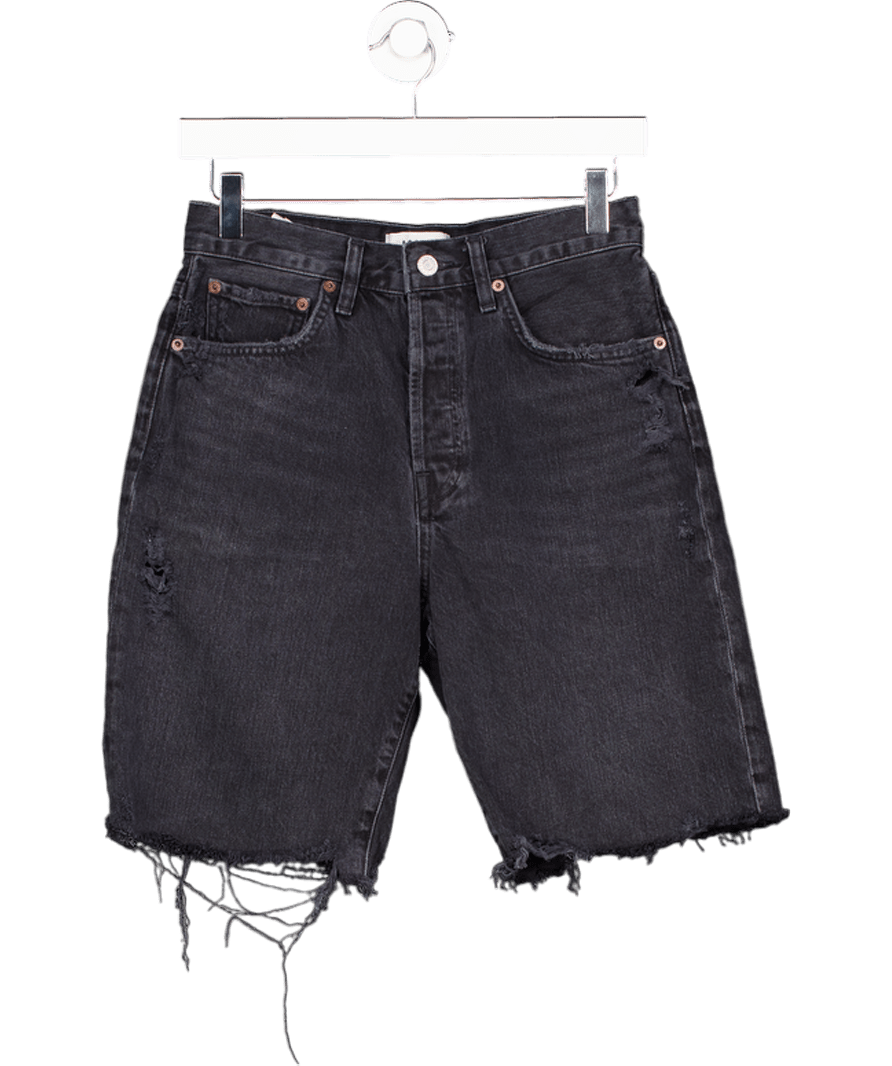 AGOLDE Black Indra Distressed Denim Shorts W25 - Reliked