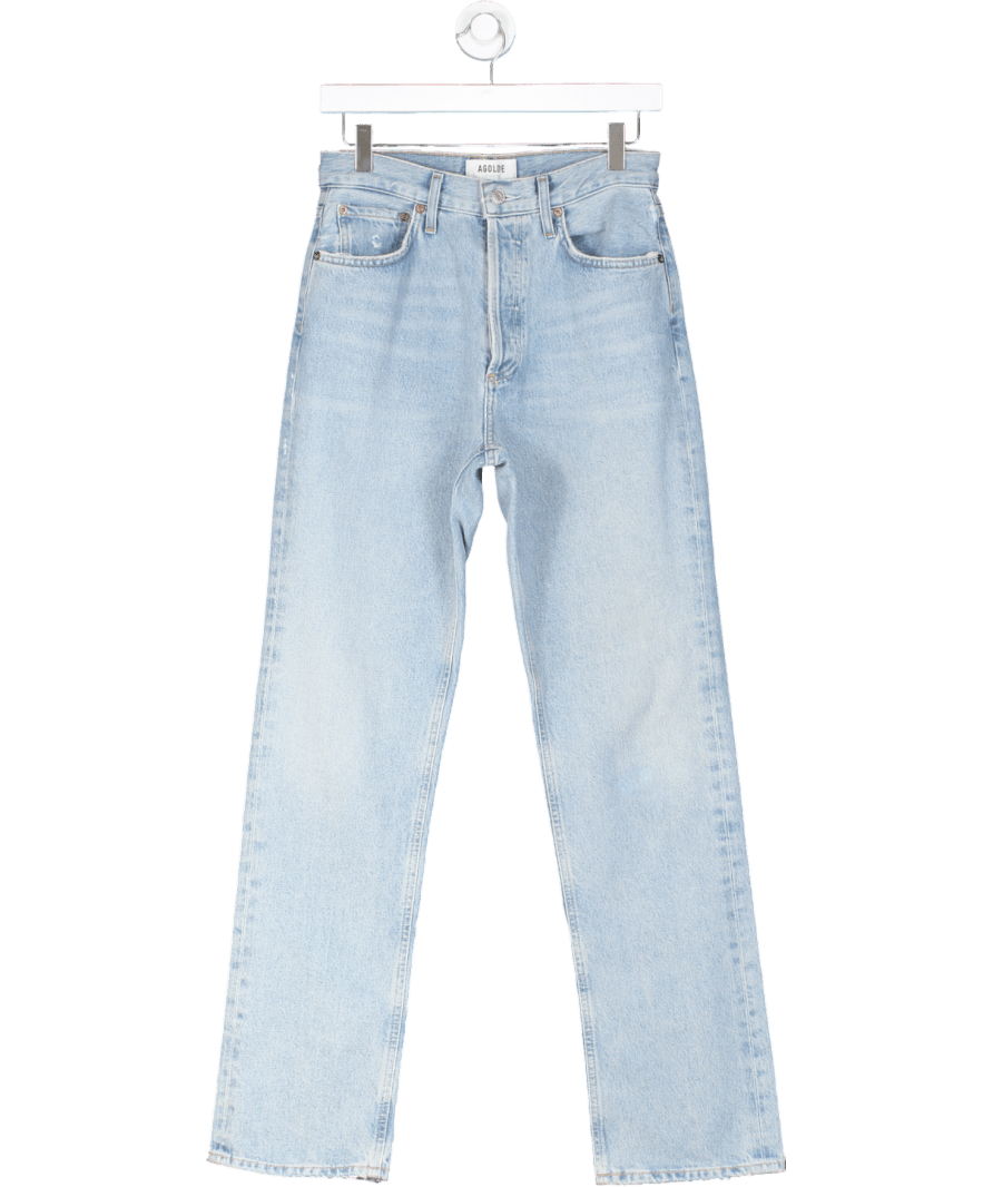 AGOLDE Blue Lana Straight Leg Mid Rise Organic Cotton Jeans W25 - Reliked