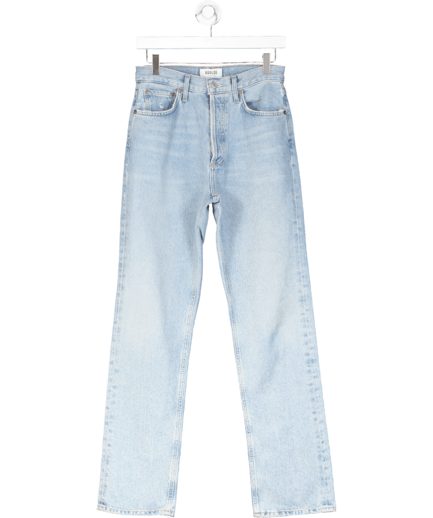AGOLDE Blue Lana Straight Leg Mid Rise Organic Cotton Jeans W25 - Reliked