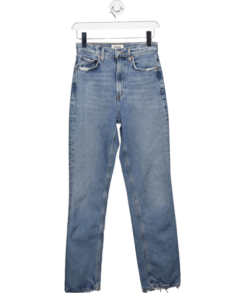 AGOLDE Blue Leena Fringed - cuffs Straight - leg Mid - rise Denim - blend Jeans W24 - Reliked