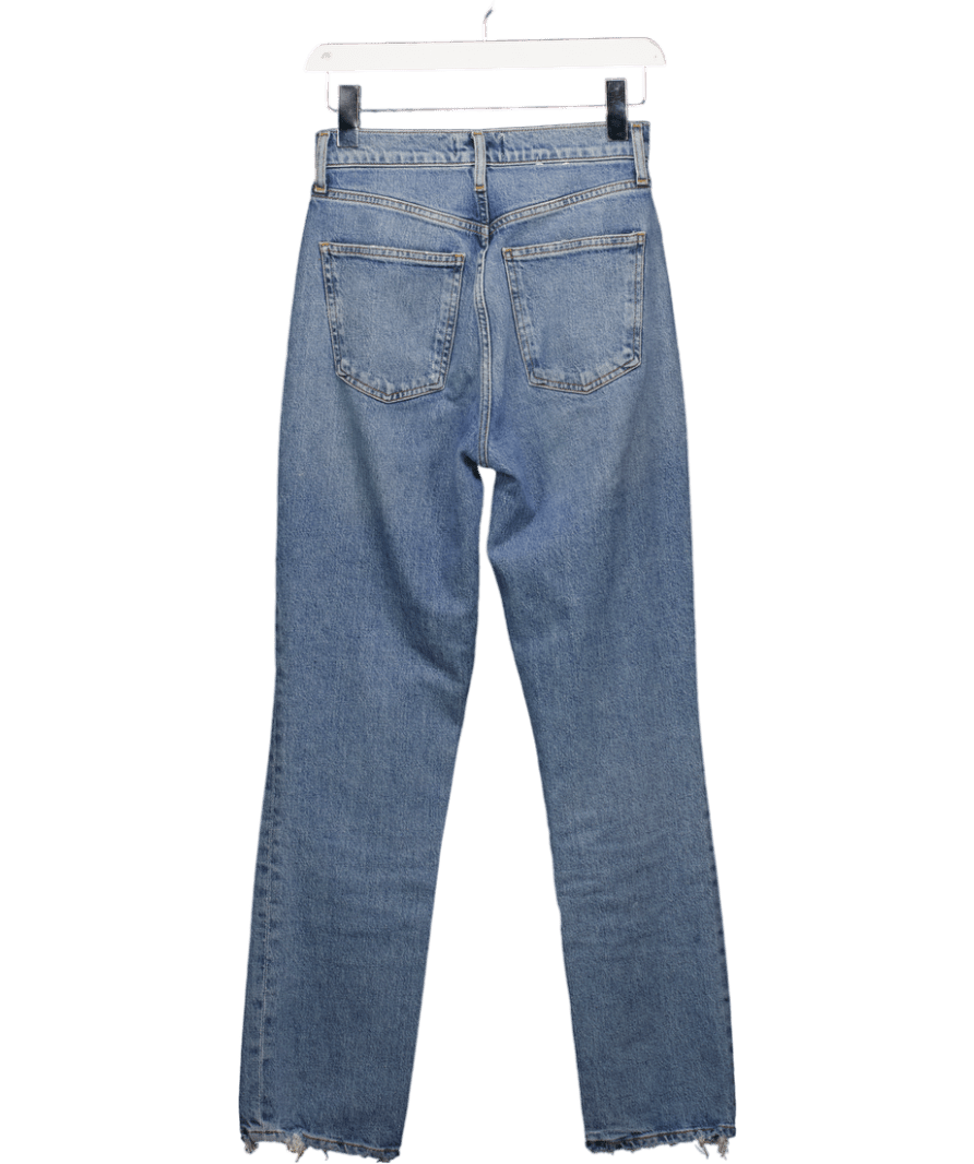 AGOLDE Blue Leena Fringed - cuffs Straight - leg Mid - rise Denim - blend Jeans W24 - Reliked