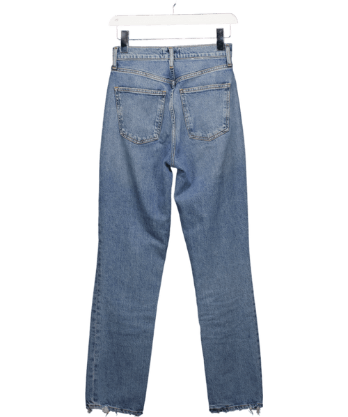 AGOLDE Blue Leena Fringed - cuffs Straight - leg Mid - rise Denim - blend Jeans W24 - Reliked