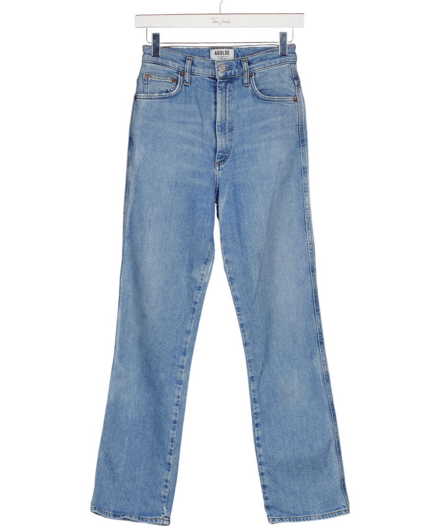AGOLDE Blue Pinch Waist High Rise Kick Jeans W25 - Reliked