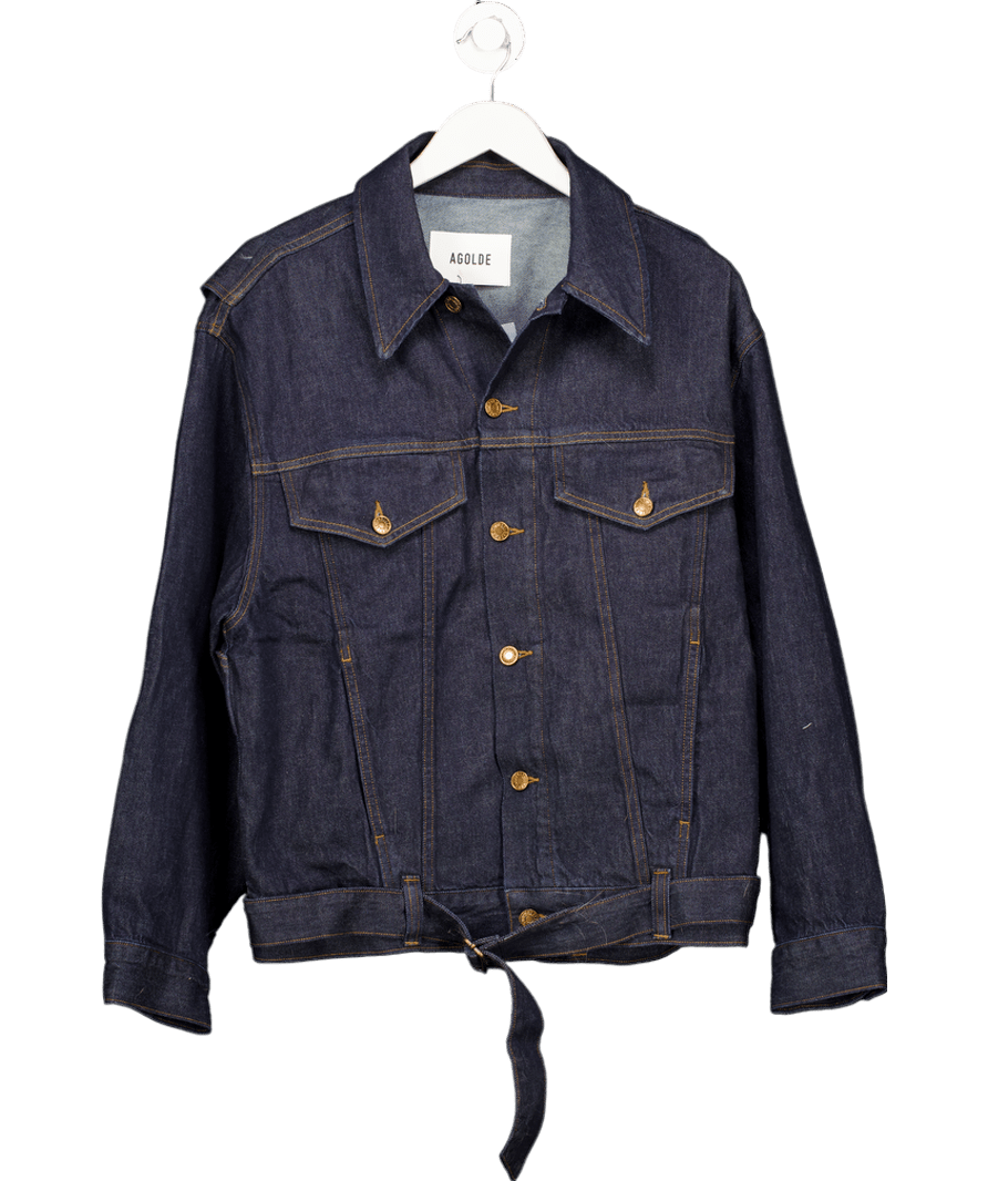 AGOLDE Dark Blue Merritt Belted Denim Oversize Jacket UK S - Reliked