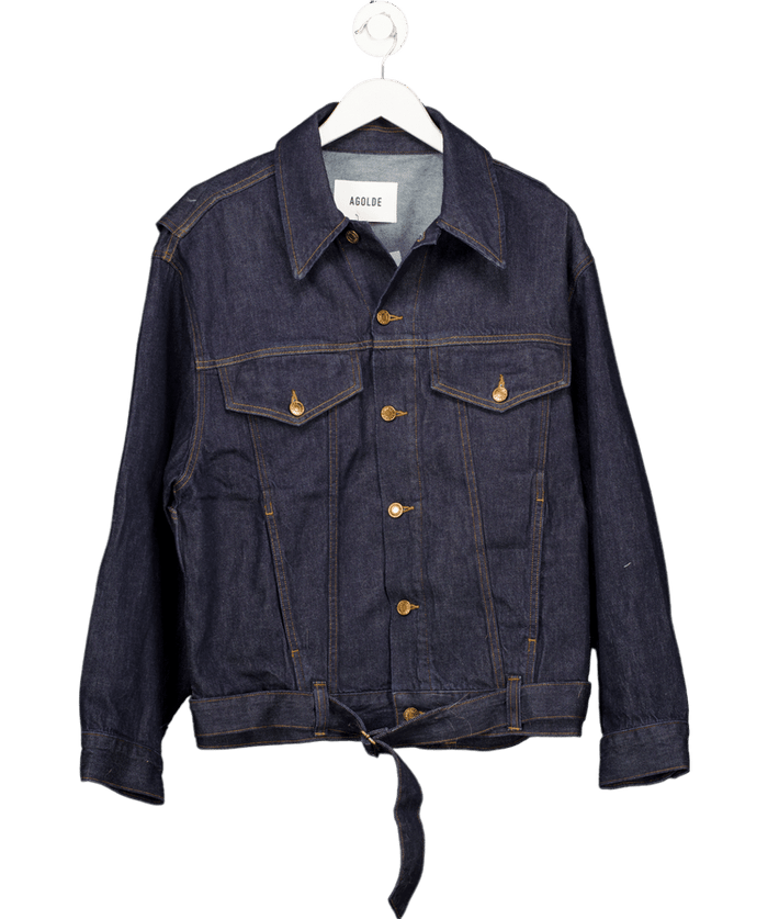 AGOLDE Dark Blue Merritt Belted Denim Oversize Jacket UK S