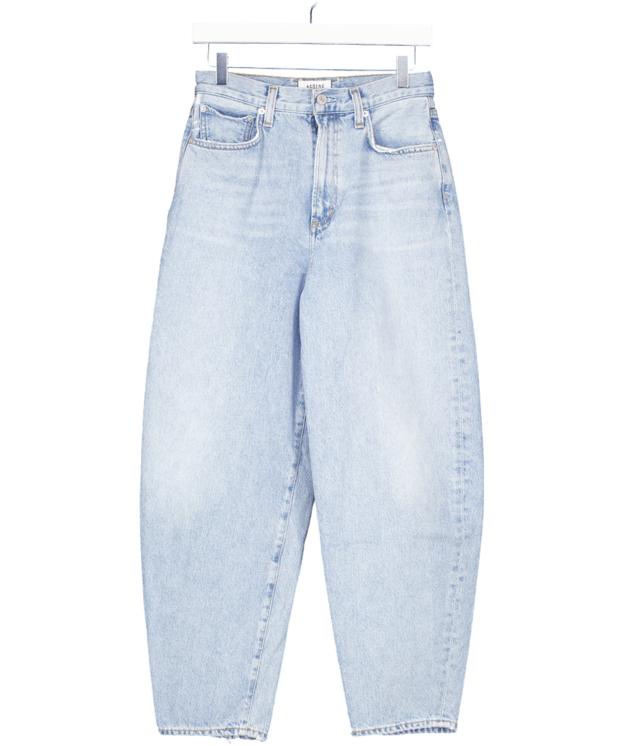 AGOLDE Light Blue Balloon Ultra High Rise Curved Taper Leg Jeans W26 - Reliked