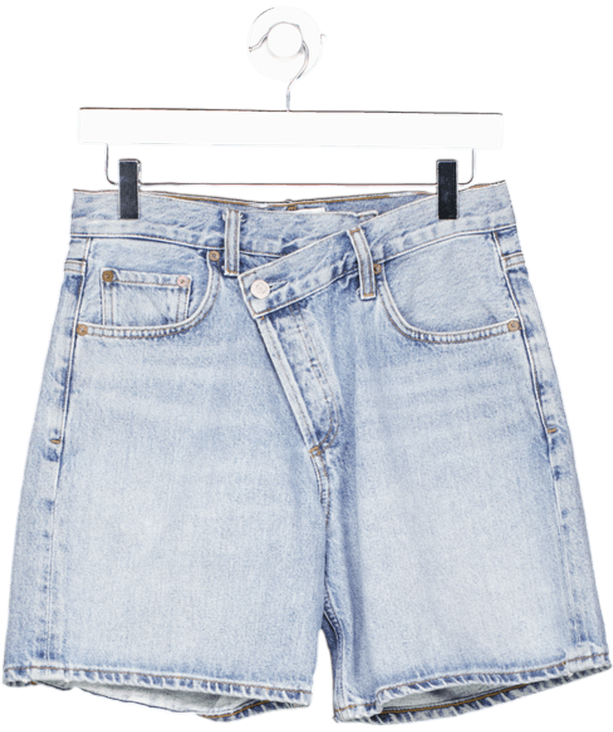 AGOLDE Light Blue Denim Criss Cross Shorts W25 - Reliked