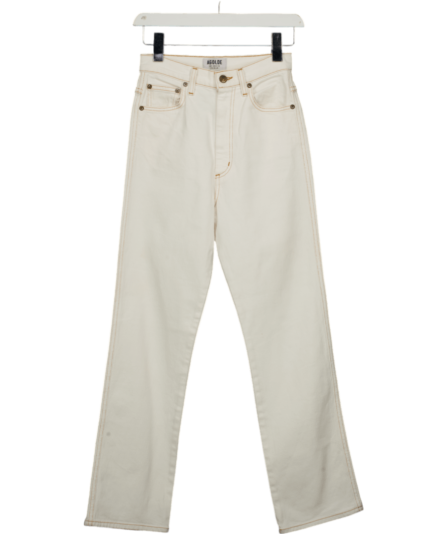 AGOLDE White 90's Straight - leg Mid - rise Cropped Denim Jeans W24 - Reliked