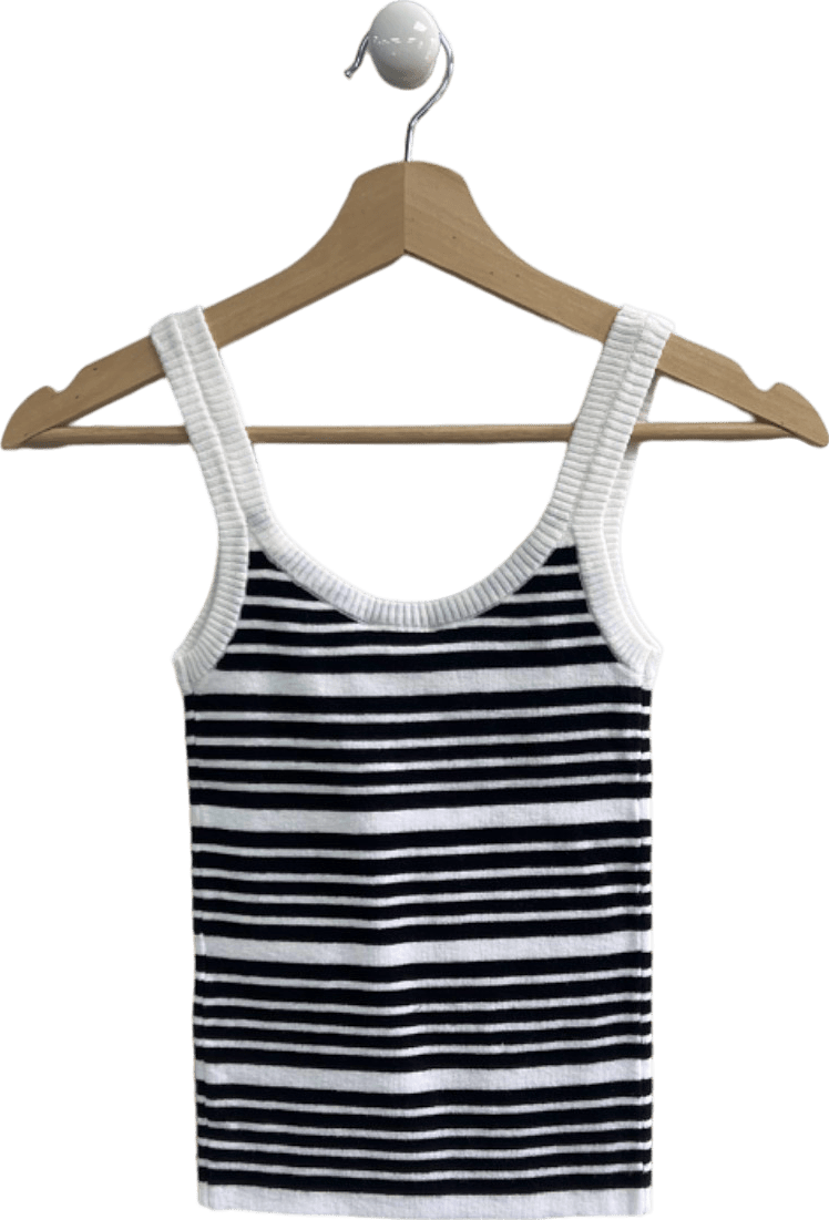 AH - RECKLESS Navy White Striped Knit Tank Top UK 8 - Reliked
