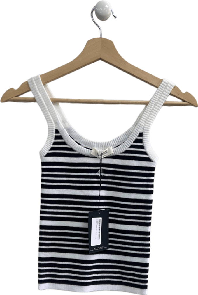 AH - RECKLESS Navy White Striped Knit Tank Top UK 8 - Reliked