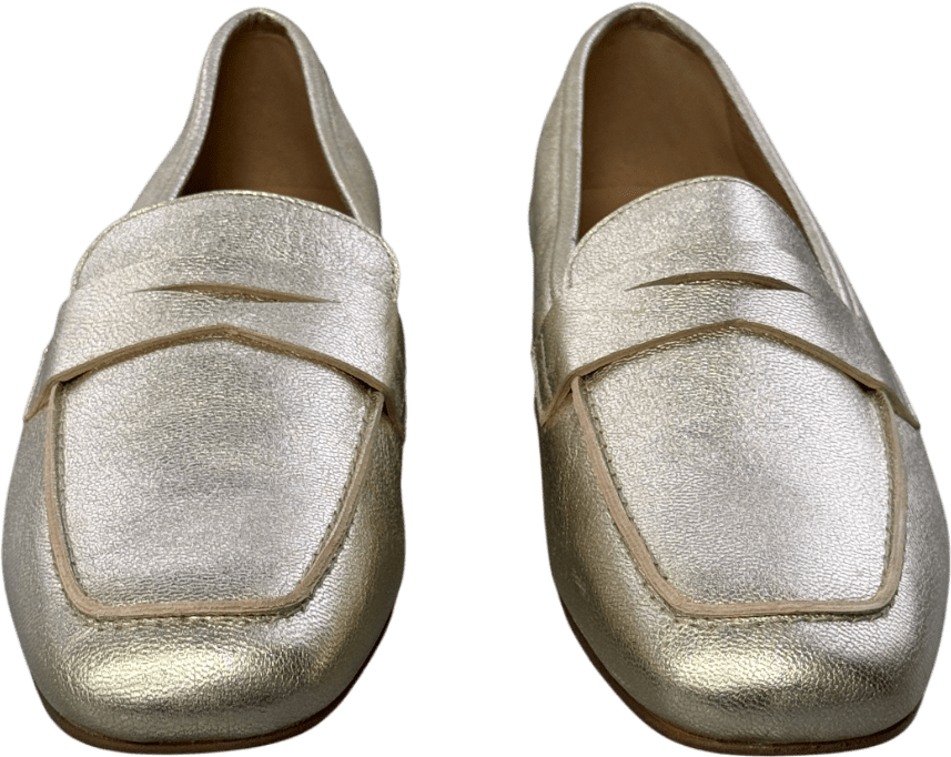Air & Grace Metallic Gold Luxury Leather Loafers UK 5 EU 38 👠 - Reliked