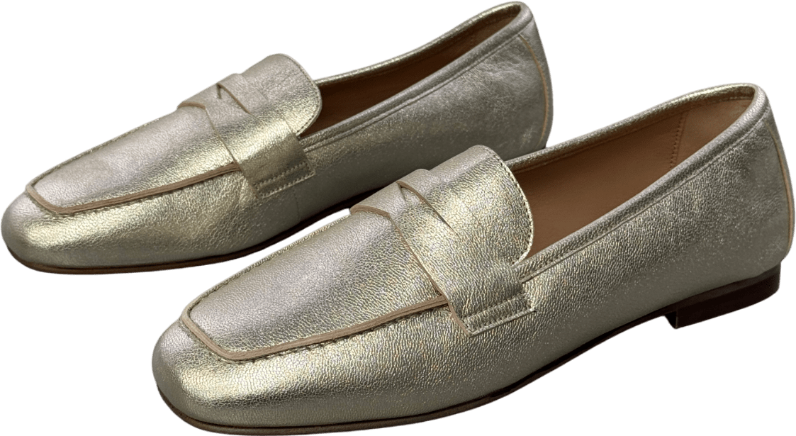 Air & Grace Metallic Gold Luxury Leather Loafers UK 5 EU 38 👠 - Reliked