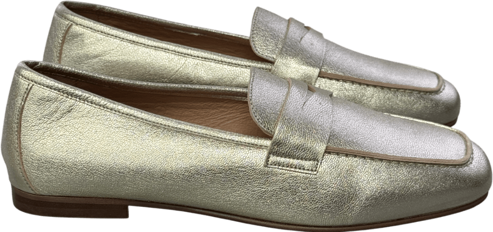 Air & Grace Metallic Gold Luxury Leather Loafers UK 5 EU 38 👠 - Reliked