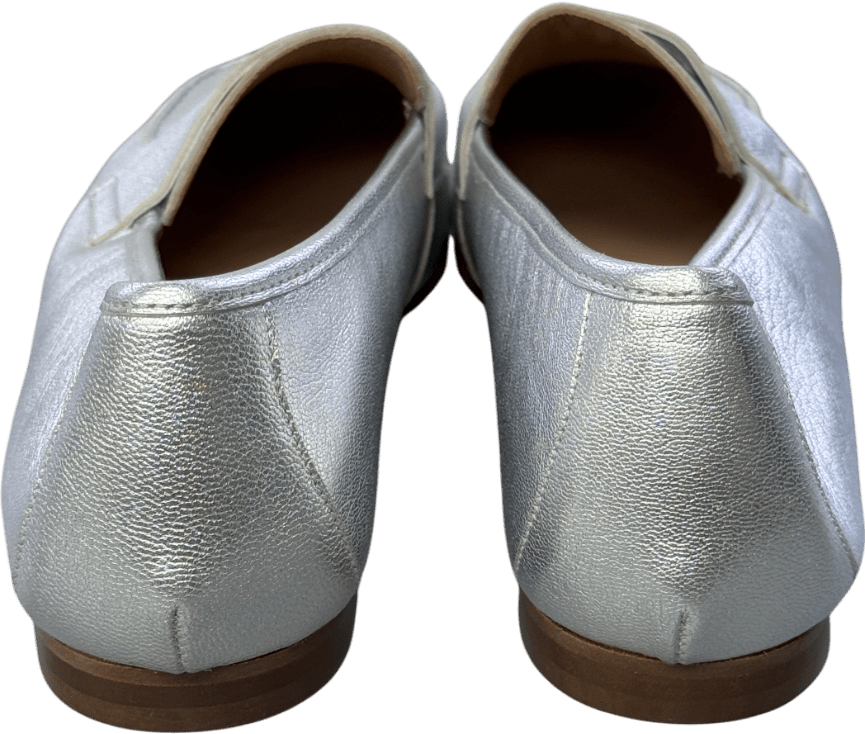 Air & Grace Metallic Silver Luxury Leather Loafers UK 5 EU 38 👠 - Reliked