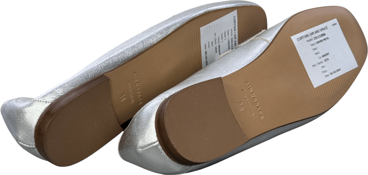 Air & Grace Metallic Silver Luxury Leather Loafers UK 5 EU 38 👠 - Reliked