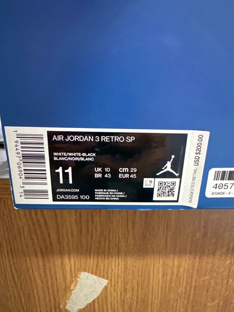 Air Jordan DA3595 White/Black Retro 3 SP Trainers 👟 UK 11 👟 - Reliked